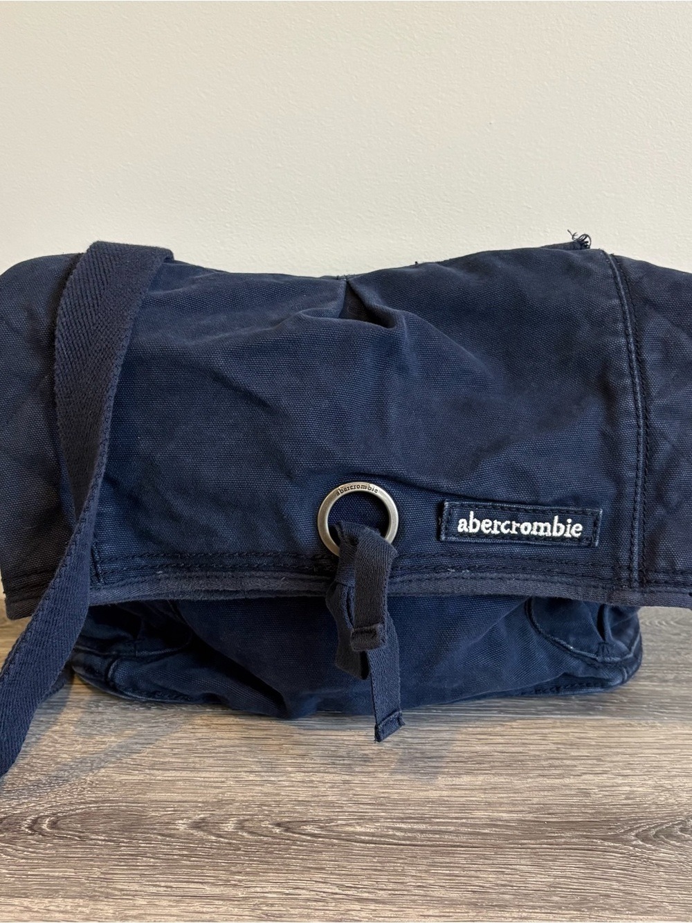 Abercrombie & Fitch KidsDark Navy Canvas Messenger Bag with Ring Detail